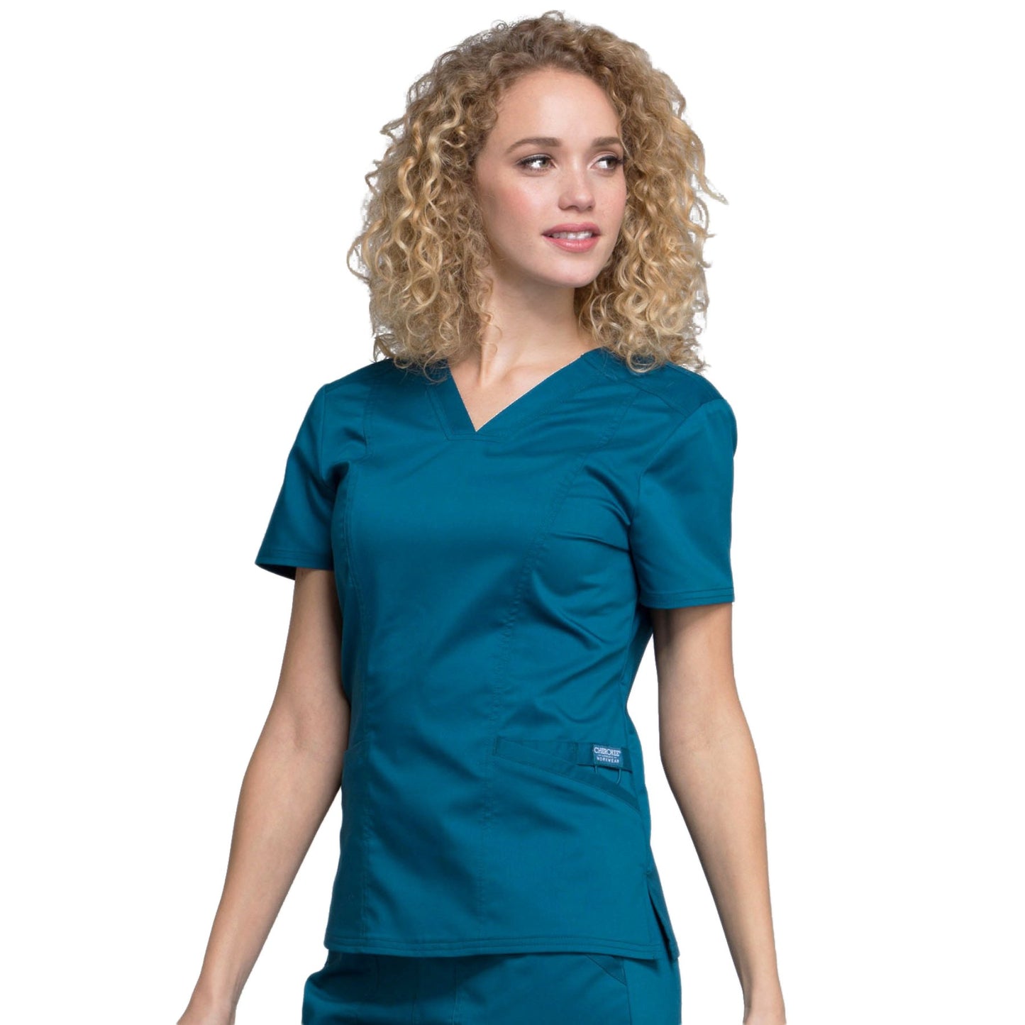 Cherokee Workwear Revolution WW710 Scrubs Top Women's V-Neck Caribbean Blue