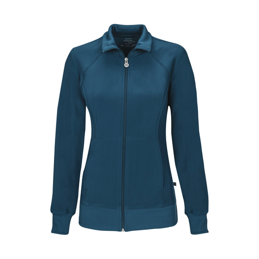 Cherokee Infinity 2391A Scrubs Jacket Women's Zip Front Warm-Up Caribbean Blue