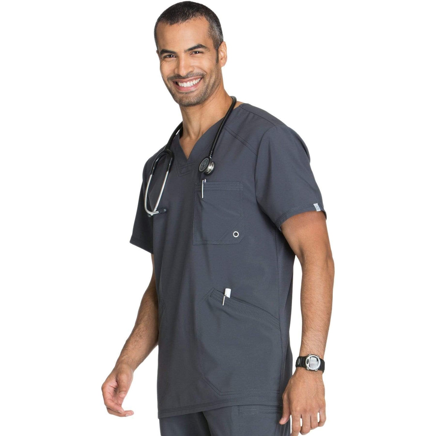 Cherokee Scrubs Top Cherokee Infinity CK900A Scrubs Top Men's V-Neck Pewter