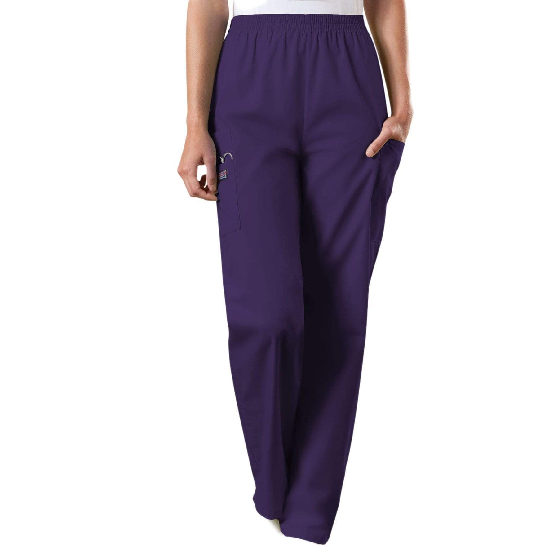 Cherokee Scrubs Pants 2XL / Regular Length Cherokee Workwear 4200 Scrubs Pants Women's Natural Rise Tapered Pull-On Cargo Eggplant