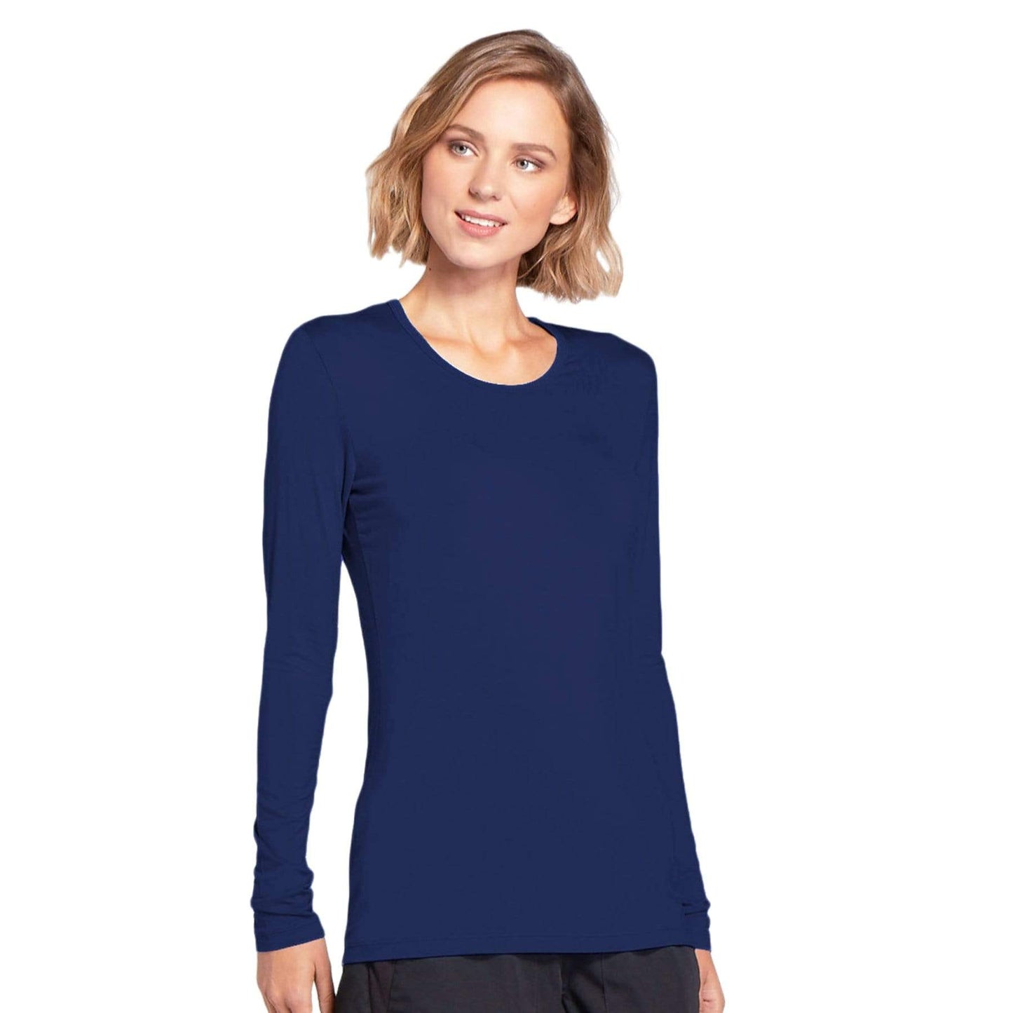 Cherokee Underscrubs Cherokee Workwear 4881 Underscrubs Women's Long Sleeve Knit Tee Navy