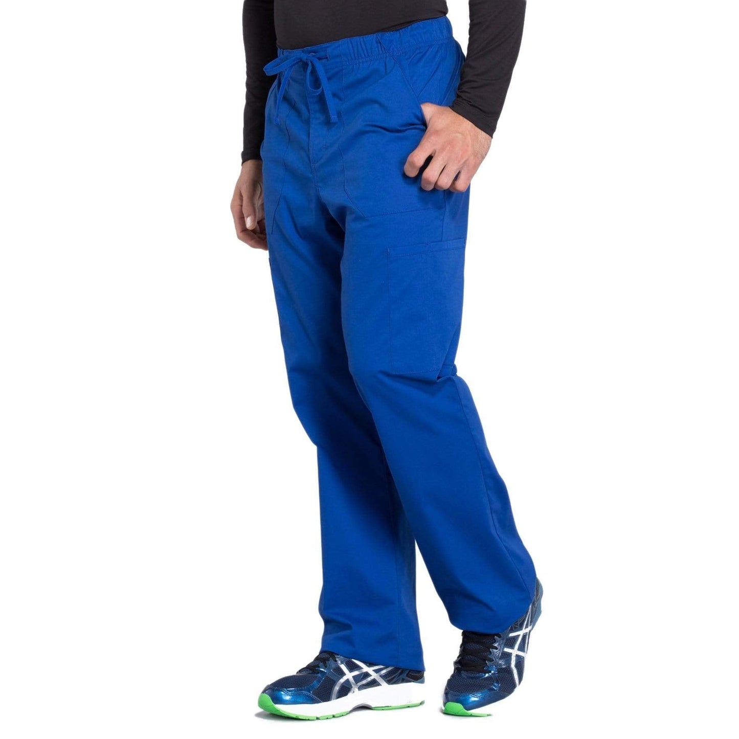 Cherokee Scrubs Pants Cherokee Workwear Professionals WW190 Scrubs Pants Men's Tapered Leg Drawstring Cargo Galaxy Blue