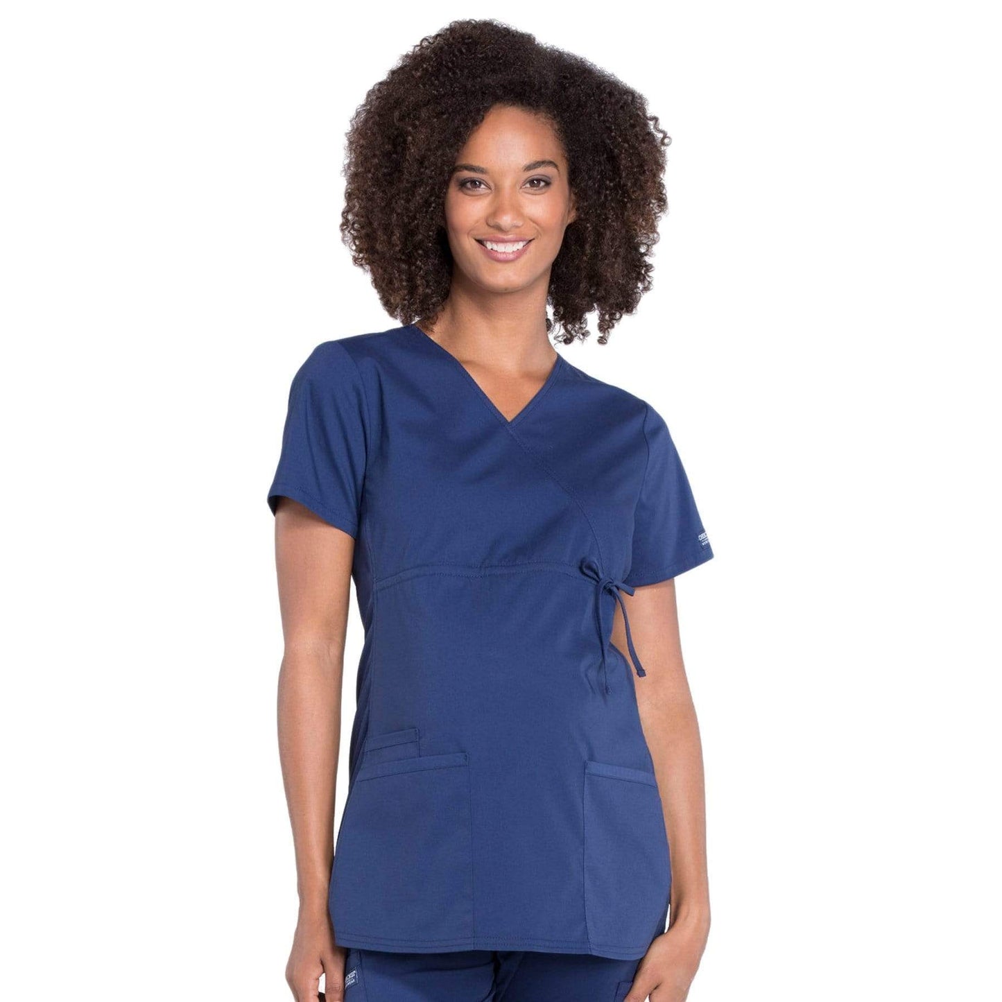 Cherokee Workwear Professionals WW685 Scrubs Top Maternity Mock Wrap Navy
