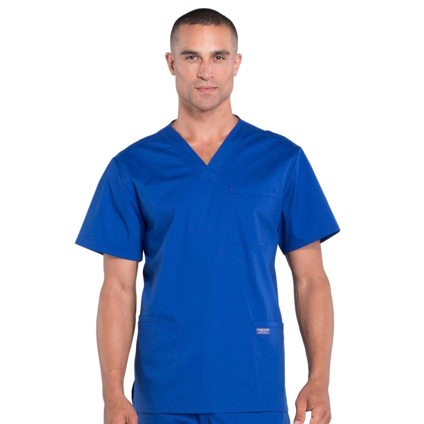 Cherokee Scrubs Top 2XL / Regular Cherokee Workwear Professionals WW695 Scrubs Top Men's V-Neck Galaxy Blue
