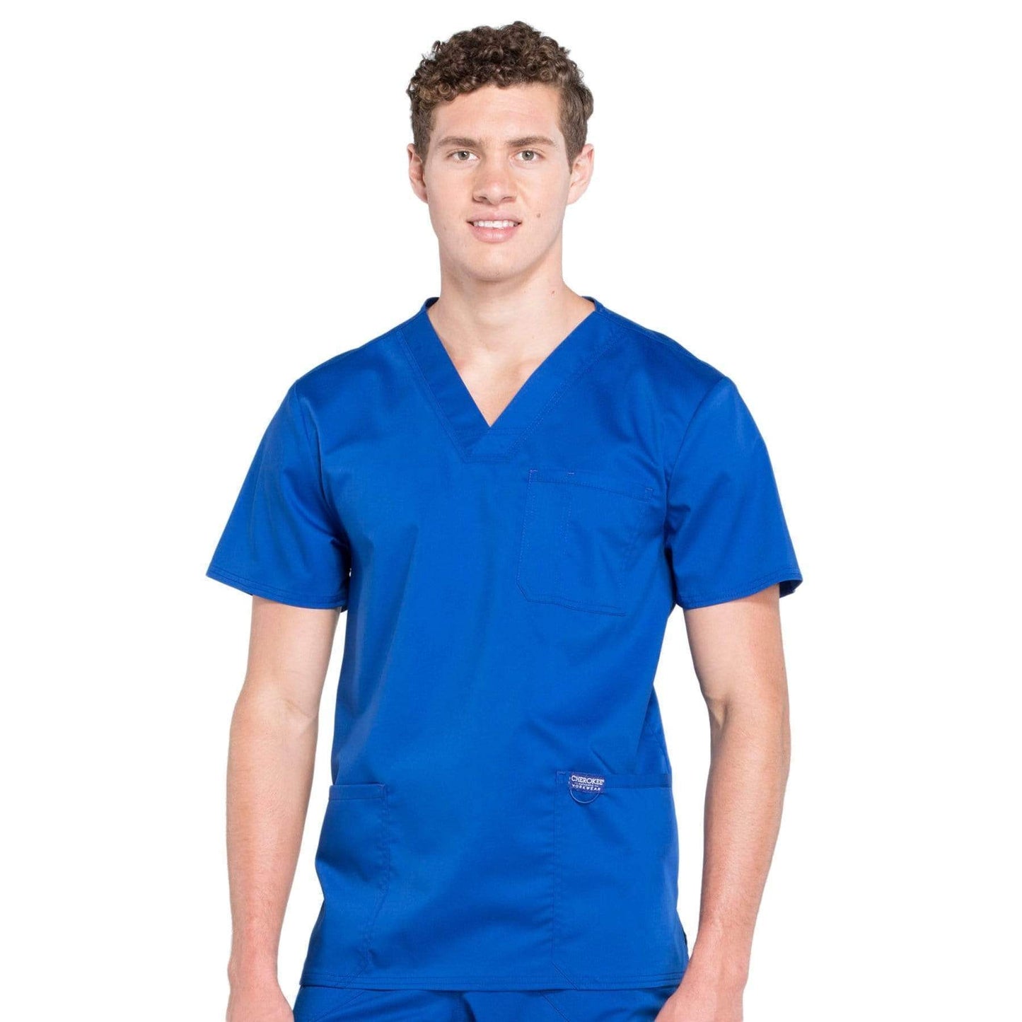 Cherokee Workwear Revolution WW670 Scrubs Top Men's V-Neck Galaxy Blue