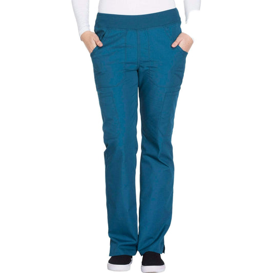 Cherokee Workwear WW210 Scrubs Pants Women's Mid Rise Straight Leg Pull-on Cargo Caribbean Blue