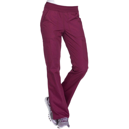 Cherokee Workwear WW210 Scrubs Pants Women's Mid Rise Straight Leg Pull-on Cargo Wine