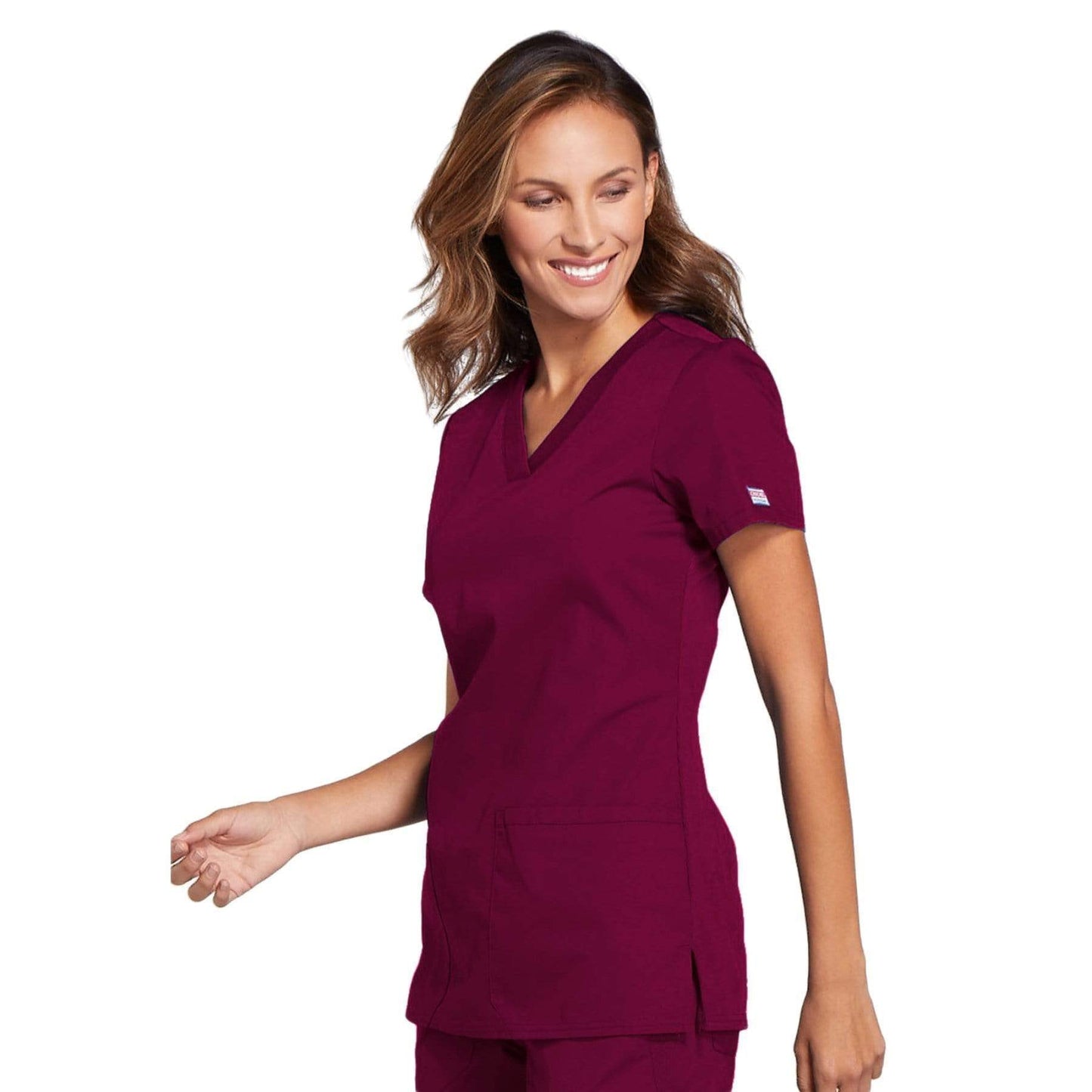 Cherokee Scrubs Top Cherokee Workwear WW645 Scrubs Top Women's V-Neck Wine