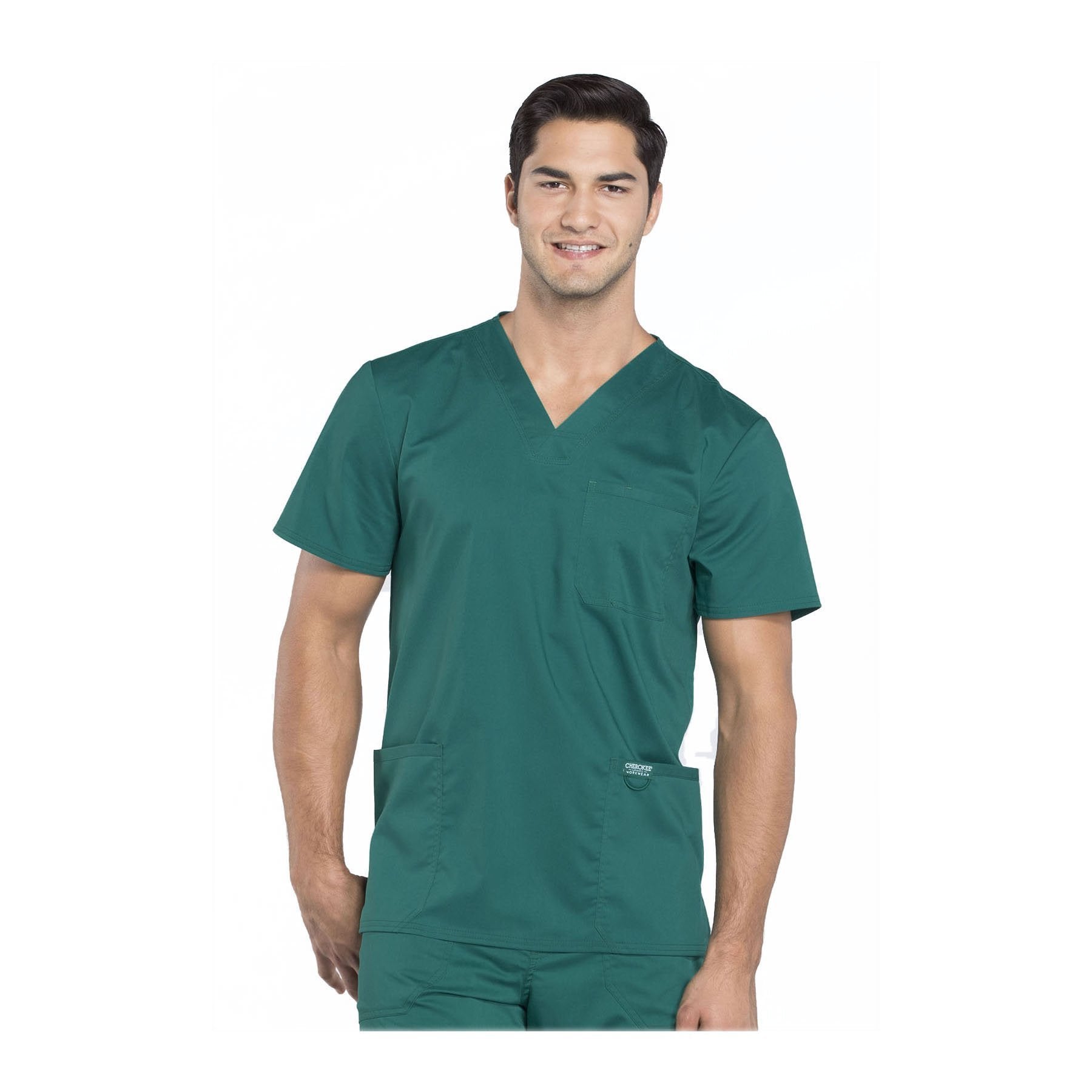 Cherokee Workwear Top WW Revolution Men's Men's V-Neck Top Hunter Green Top